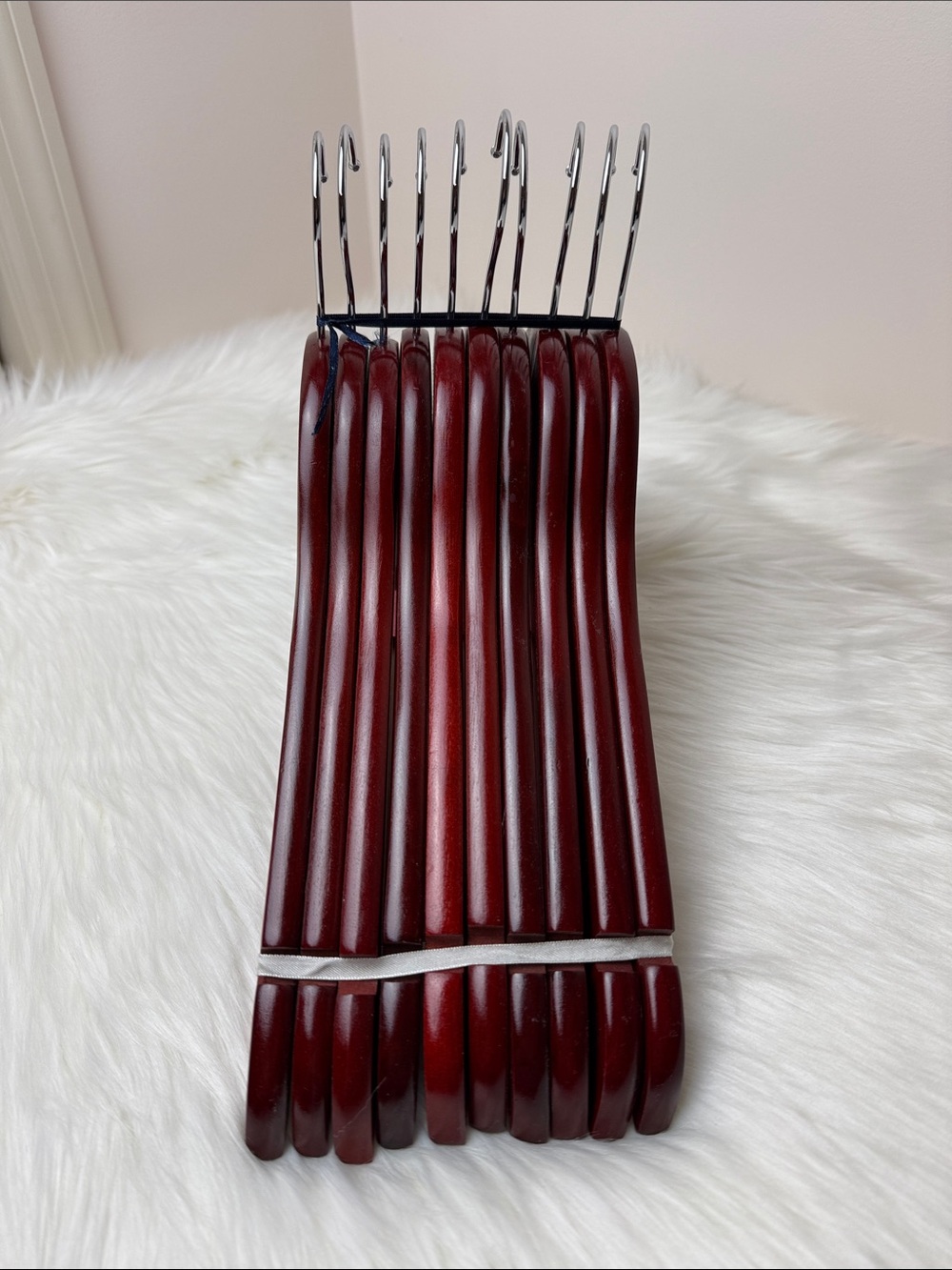 Brookstone Premium Wooden Suit Hangers in Dark Mahogany Cherry - Set of 10